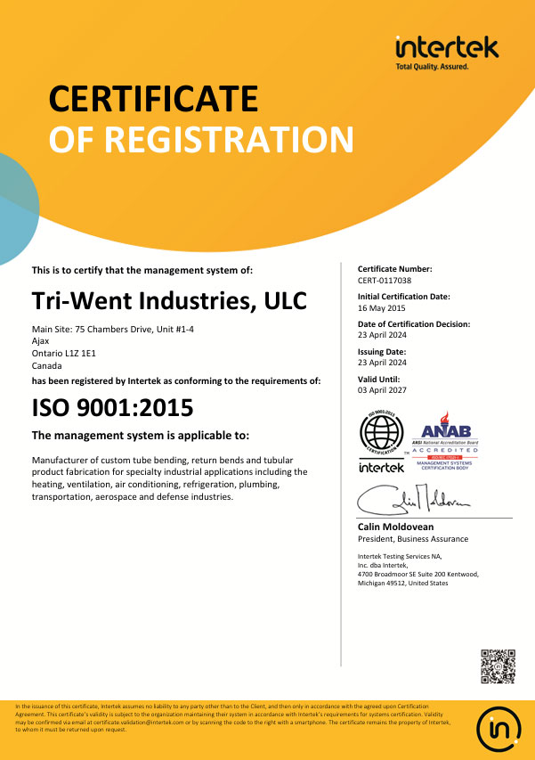 Tri-Went Ltd ISO Cert 9001-2015 AJAX