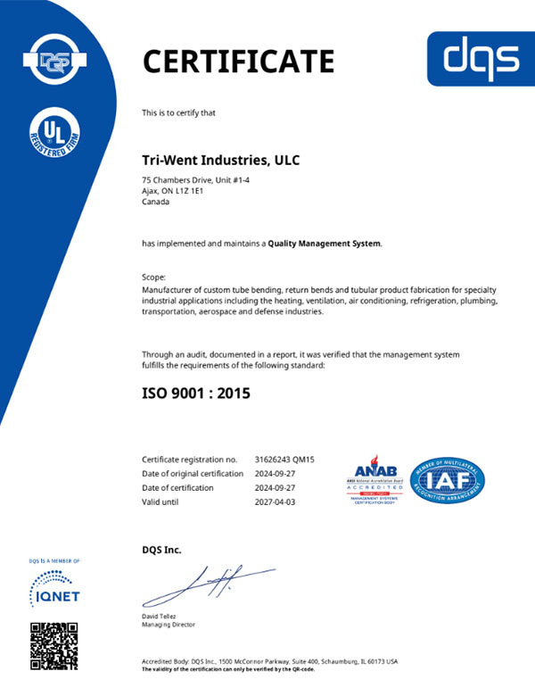 Tri-Went Ltd ISO Cert 9001-2015 AJAX